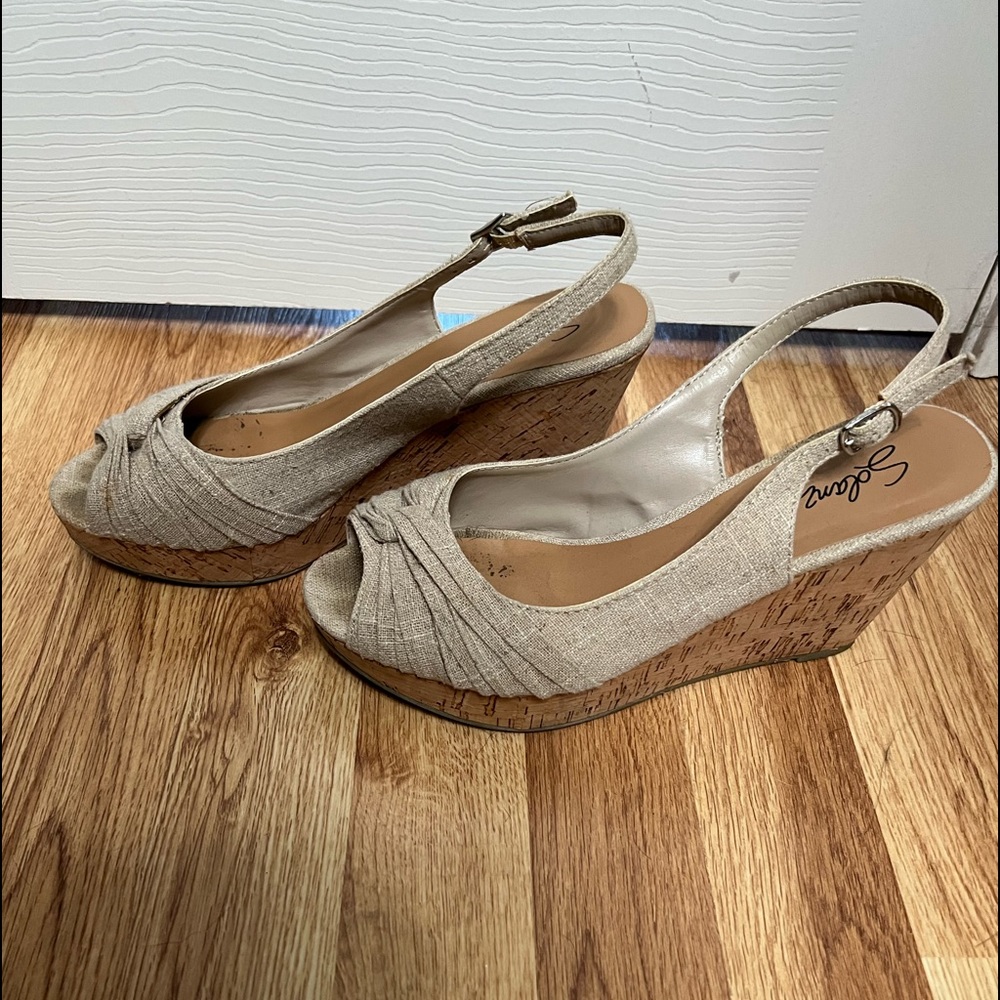 Solanz linen wedge shoes
